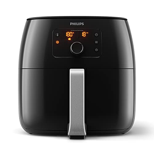 Philips Domestic Appliances Philips Premium Airfryer XXL - 7.3L, Fritteuse ohne Öl, Rapid Air und Fettentfernungstechnologie, Pfannentrenner, NutriU App mit Rezepten (HD9762/90), Schwarz - 1